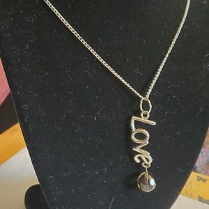 21" Silver Tone Love Monogram Pendant Necklace NWT